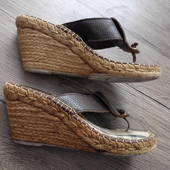 Burberry Brown Wedge Sandals - Picture 5 of 10